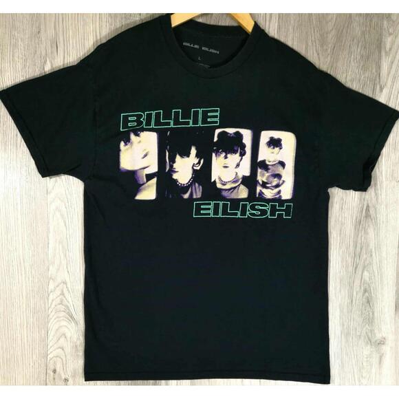Billie Eilish Graphic Band Tee Black Large Rare Concert Style Shirt #5 - Picture 1 of 5
